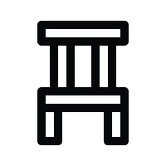Illustration vector graphic icon of Chair. Outline Style Icon. Furniture Themed Icon. Vector illustration isolated on white background. Perfect for website or application design.
