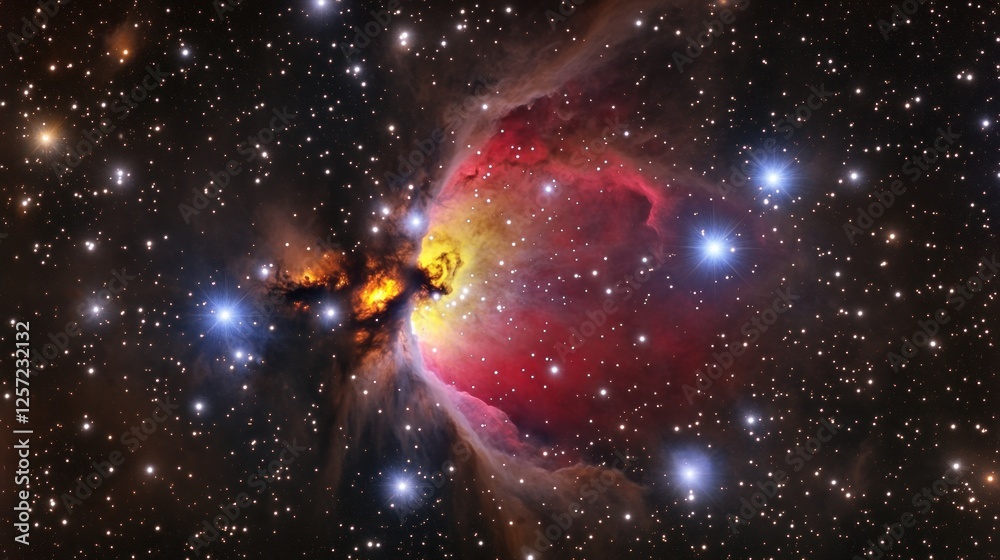Poster the gum nebula shines with brilliant colors in deep space
