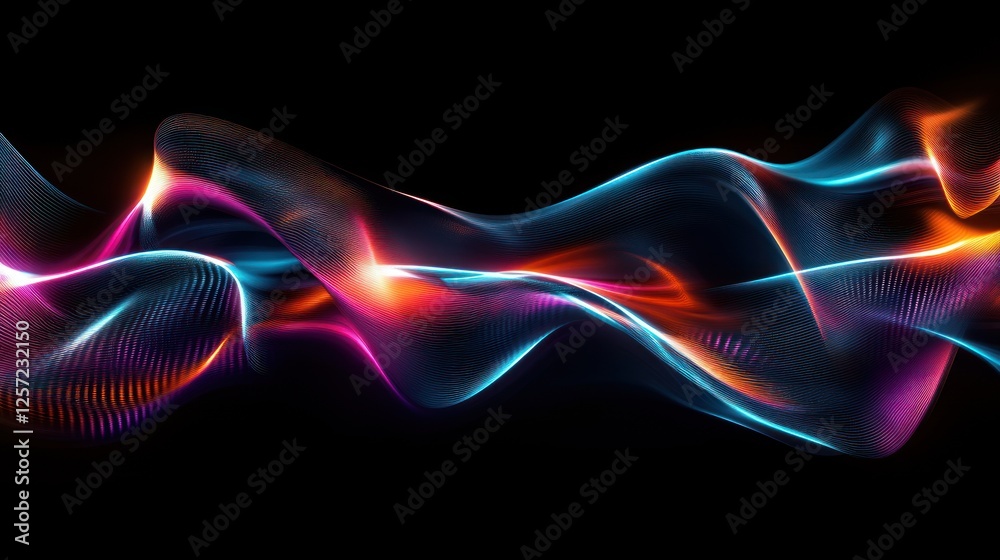 Poster abstract wave of light and color against a black background