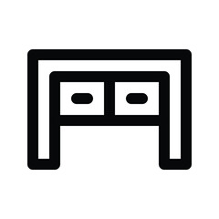 Illustration vector graphic icon of Console Table. Outline Style Icon. Furniture Themed Icon. Vector illustration isolated on white background. Perfect for website or application design.
