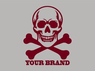 Logo skull vector illustration , crossed bones vector illustration design , logo background skull clipart illustration design and tattoo design