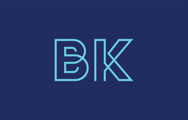 Illustration of creative typography featuring stylized letters B and K with a minimal blue color theme, suitable for branding and graphic design inspiration.