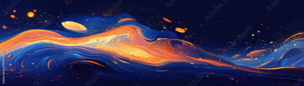 Poster abstract flowing waves create a dynamic artistic cosmic landscape