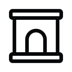 Illustration vector graphic icon of Fireplace. Outline Style Icon. Furniture Themed Icon. Vector illustration isolated on white background. Perfect for website or application design.