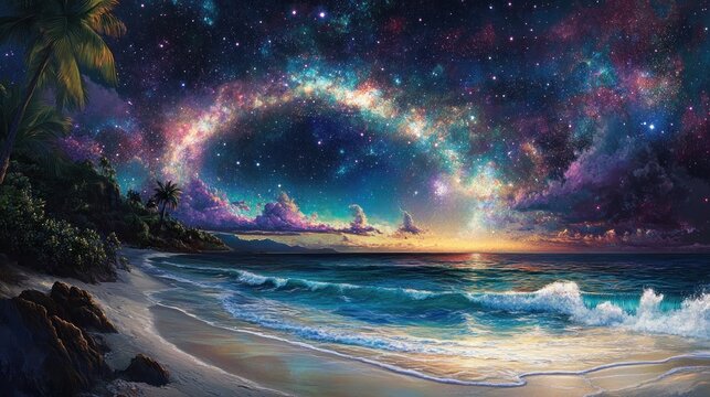 Celestial shore, Meeting of tropical paradise and the cosmic majesty