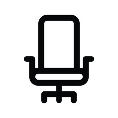 Illustration vector graphic icon of Office Chair. Outline Style Icon. Furniture Themed Icon. Vector illustration isolated on white background. Perfect for website or application design.