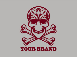 Logo skull vector illustration , crossed bones vector illustration design , logo background skull clipart illustration design and tattoo design
