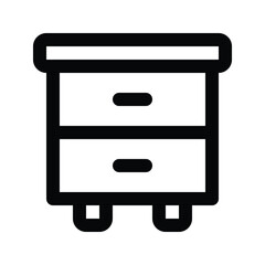 Illustration vector graphic icon of Night Stand. Outline Style Icon. Furniture Themed Icon. Vector illustration isolated on white background. Perfect for website or application design.
