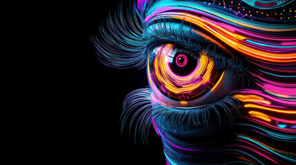 Abstract Colorful Glowing Eye Design