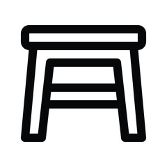 Illustration vector graphic icon of Stool. Outline Style Icon. Furniture Themed Icon. Vector illustration isolated on white background. Perfect for website or application design.