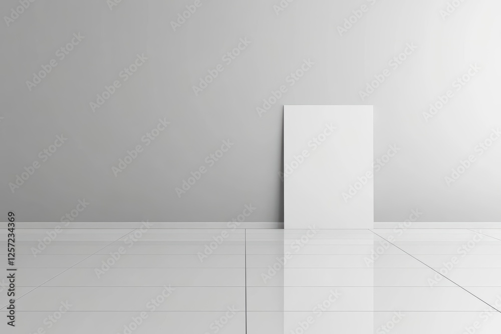 Poster white room with white floor and white wall creating a minimalist and spacious interior design concep