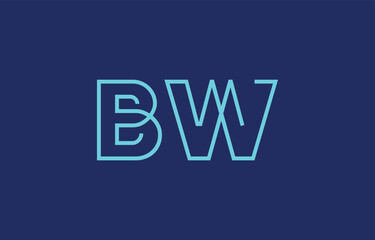Illustration of creative typography featuring stylized letters B and W with a minimal blue color theme, suitable for branding and graphic design inspiration.