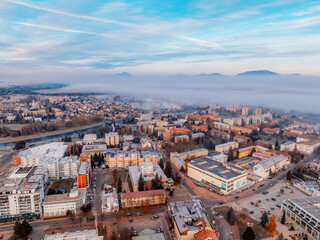 Obraz premium Sunset over Liptov region. Liptovsky Mikulas landspace, slovakia.