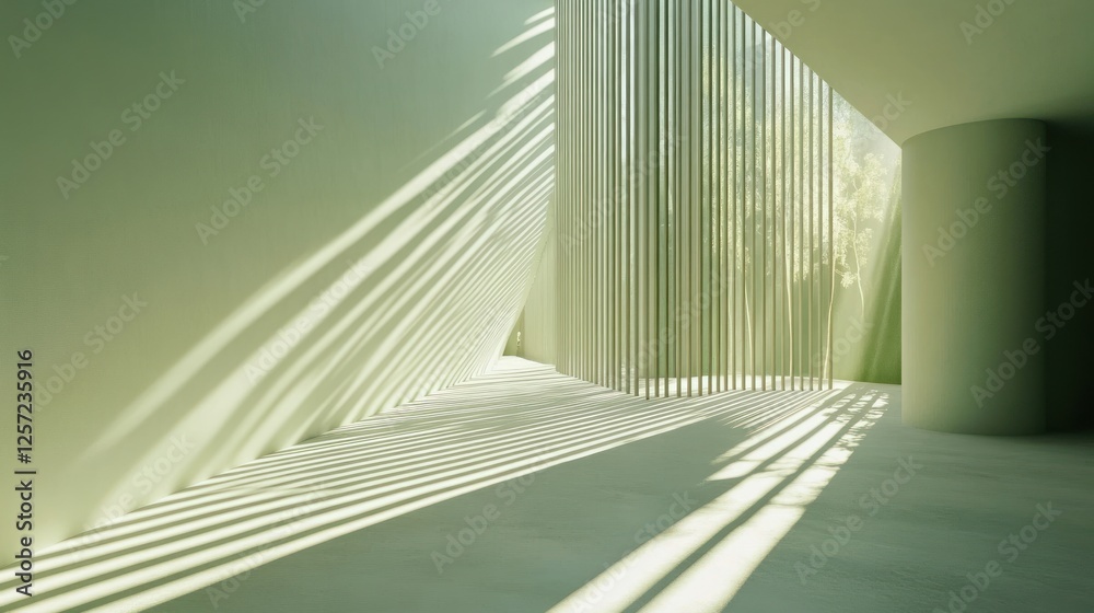 Poster sunlight casts shadows in a modern architectural structure interior