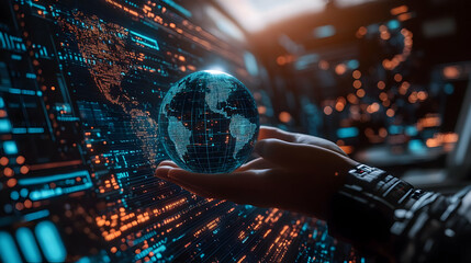 Global network control, futuristic tech