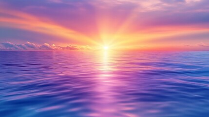 Obraz premium Serene Sunset Over Calm Ocean with Beautiful Rays of Light