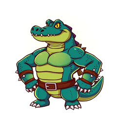Fototapeta premium Cute Cartoon Crocodile Mascot with Adventurous Look