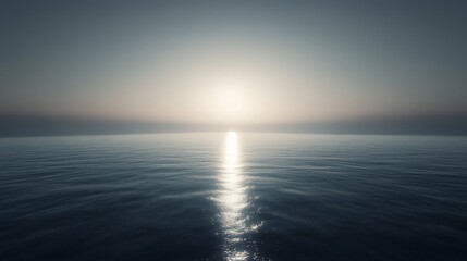 Fototapeta premium Bright Morning Sunlight Reflecting Off Calm Water Surface