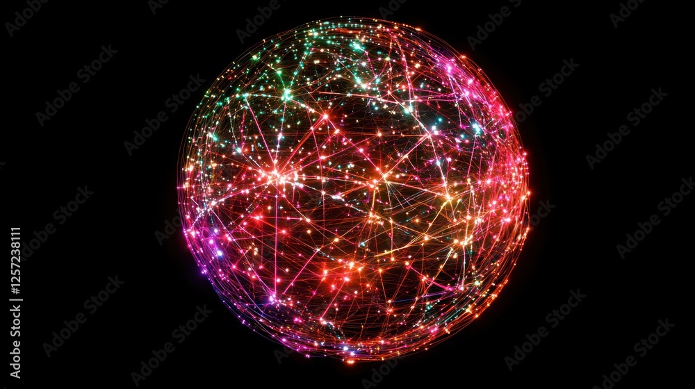Poster A complex interconnected network of light forming a sphere