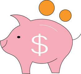 Coins line icon. Donation coins, Give tips icons. Piggy bank, Business income, Money savings, give coin, cash tips. Investment profit, financial growth chart