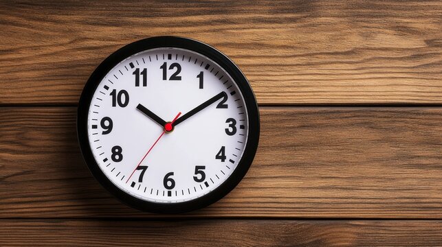 Classic Wooden Table with Clock Hands Moving Towards Eight O'Clock