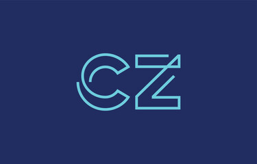 Illustration of creative typography featuring stylized letters C and Z with a minimal blue color theme, suitable for branding and graphic design inspiration.