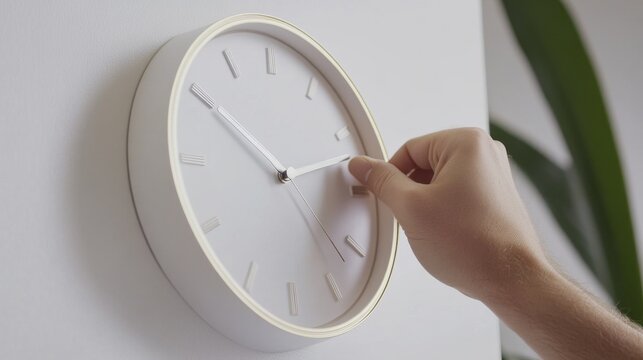 Close-Up Shot of Clock Hands Being Adjusted Forward - Powered by Adobe