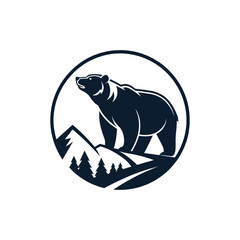 bear silhouette logo vector line art logo design