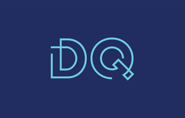 Illustration of creative typography featuring stylized letters D and Q with a minimal blue color theme, suitable for branding and graphic design inspiration.