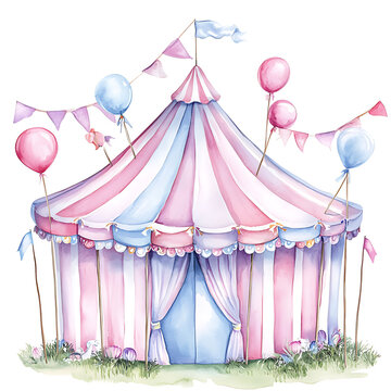 recommend clip art: Circus Tent clipart Watercolor illustration Illustrative clipart collection illustration