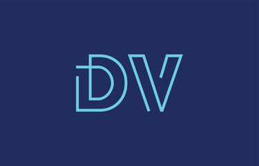 Illustration of creative typography featuring stylized letters D and V with a minimal blue color theme, suitable for branding and graphic design inspiration.