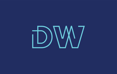Illustration of creative typography featuring stylized letters D and W with a minimal blue color theme, suitable for branding and graphic design inspiration.