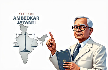 Illustration/Banner for Ambedkar Jayanti. Ambedkar Jayanti is celebrated on April 14th on the birth anniversary of Dr. B.R. Ambedkar (1891–1956), the chief architect of the Indian constitution.