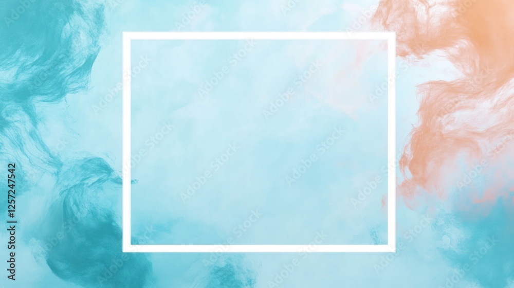 Poster abstract smoky background with white frame in the center