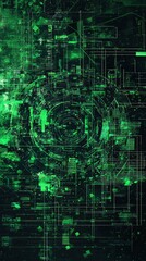 Obraz premium Green digital vortex, data stream, technology background, futuristic design, website header