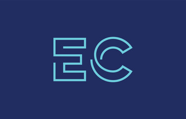 Illustration of creative typography featuring stylized letters E and C with a minimal blue color theme, suitable for branding and graphic design inspiration.