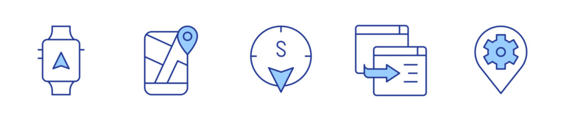 gps, navigation, location. Navigation Icon vector illustration. Line Duotone style. Editable stroke