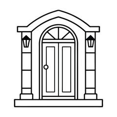 Line art vector illustration of a front door1.eps