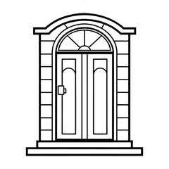 Line art vector illustration of a front door2.eps