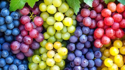 Fresh Colorful Grape Bunch Assortment - Red, Green, and Purple Grapes