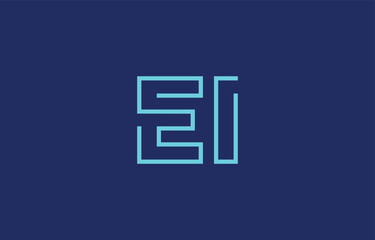 Illustration of creative typography featuring stylized letters E and I with a minimal blue color theme, suitable for branding and graphic design inspiration.