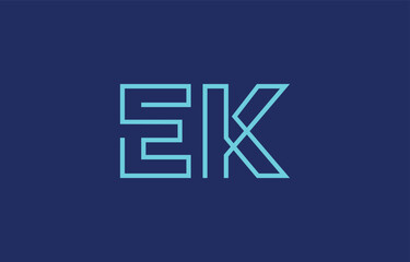 Illustration of creative typography featuring stylized letters E and K with a minimal blue color theme, suitable for branding and graphic design inspiration.