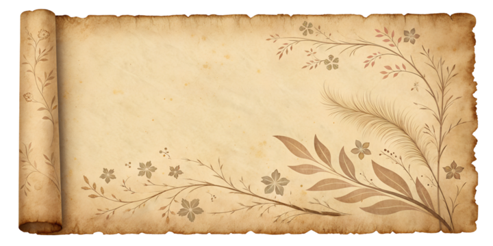 Aged Vintage Paper Texture with Faded Brown Tones and Subtle Stains On Transparent Background