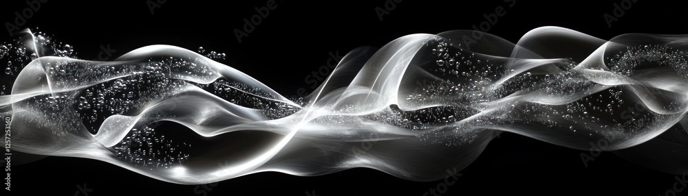 Poster abstract image depicts flowing white shapes with contained bubbles
