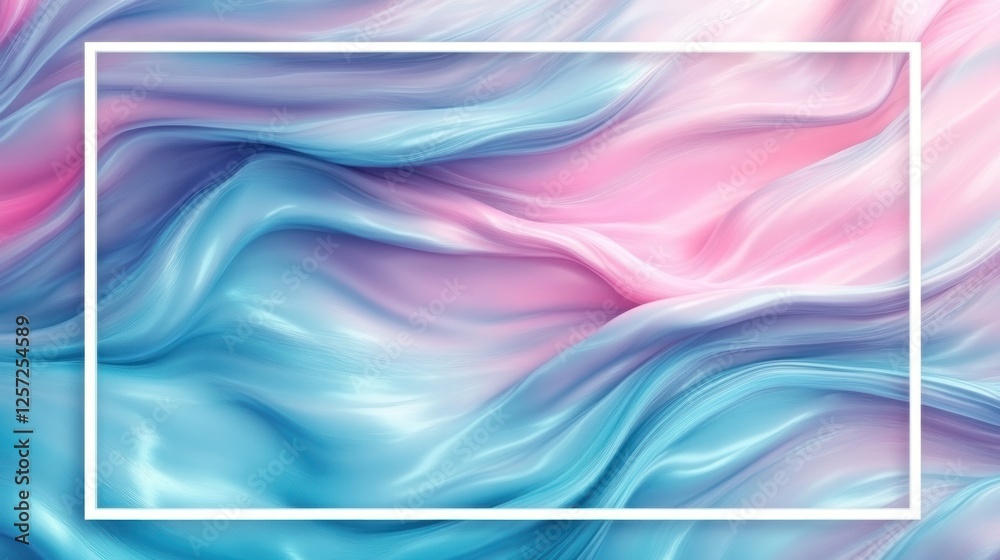 Poster abstract swirls of pastel colors within a white frame