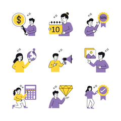  E Commerce & Shopping vector illustration Set 2.  isolated on white Background.