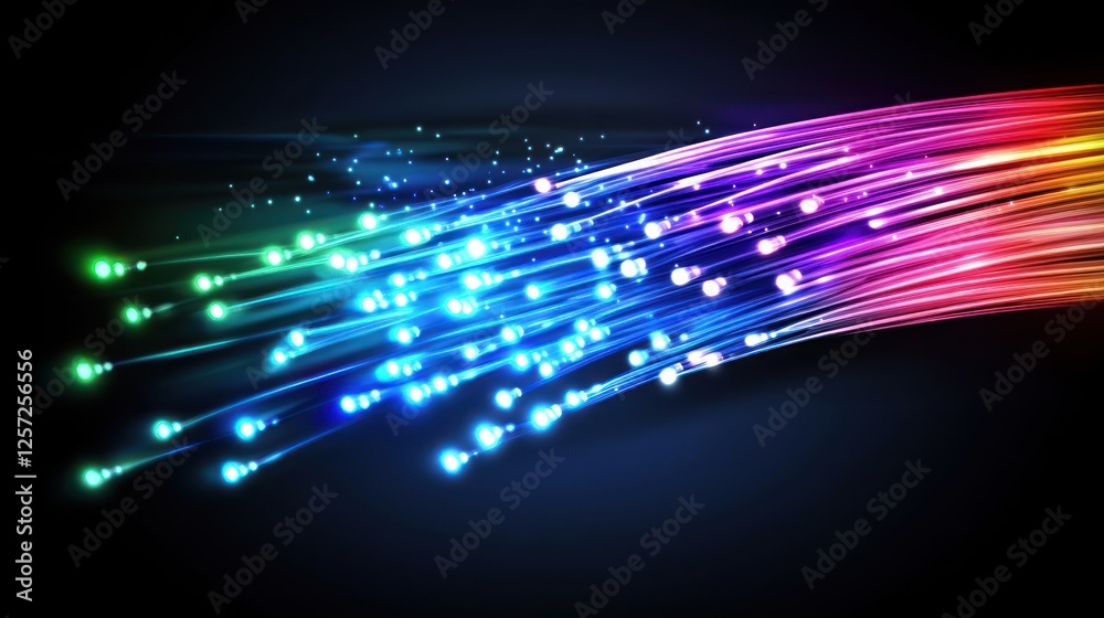 Poster Light streams display vibrant hues across a dark background