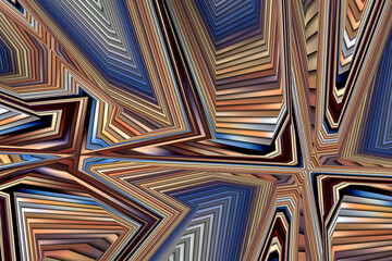 Abstract striped zig-zag pattern background. Fractal render.