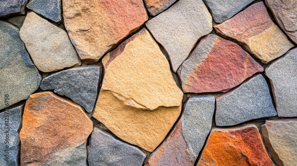 Poster An assortment of multicolored flagstone pieces compose a textured surface
