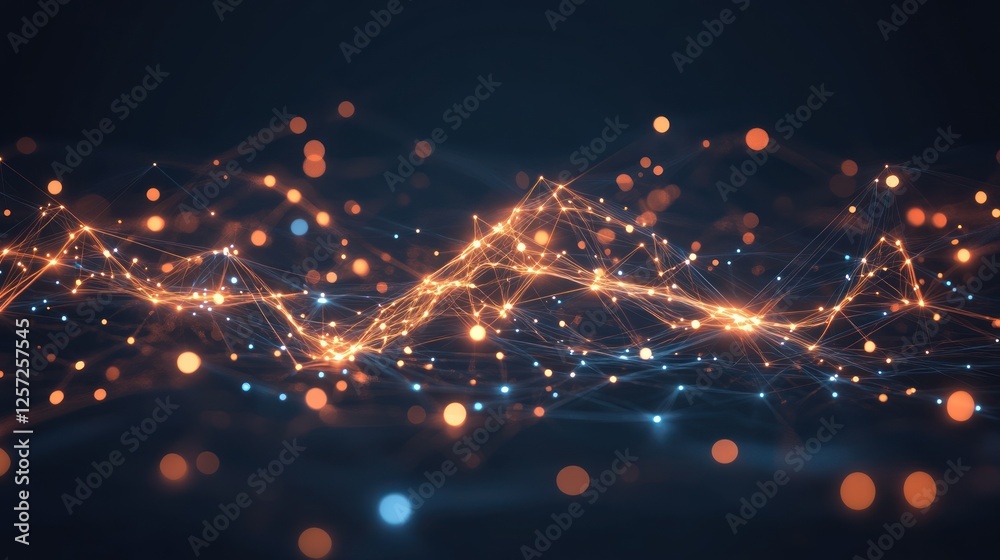 Aufkleber Abstract network of interconnected points and lines glows vibrantly